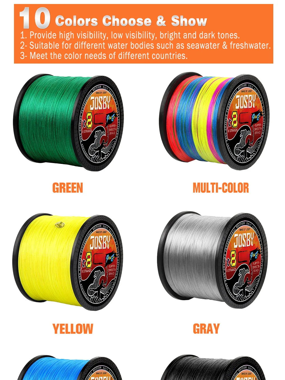 JOSBY 8-Strand PE Braided Line (100-1000m)