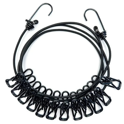 4M Outdoor Camping Non-slip Stretch Clothesline With 12 Clips Travel Stretchy Clothesline Sock Line Hanging Laundry Drying Rope