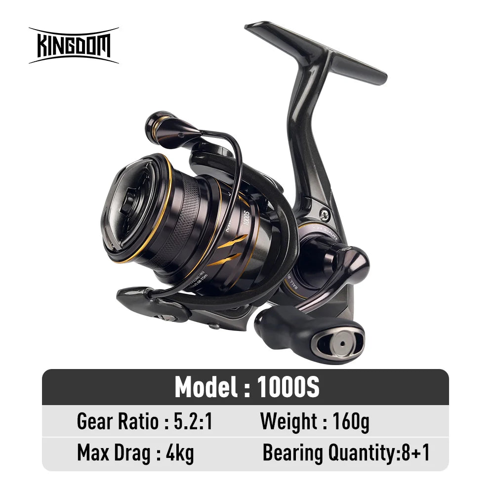 Kingdom Micro Fly Pro Spinning Fishing Reel 800-3000 Ultra Light 8+1 BB 7KG Max Drag 5.2:1/6.2:1 Gear Ratio Freshwater Saltwater