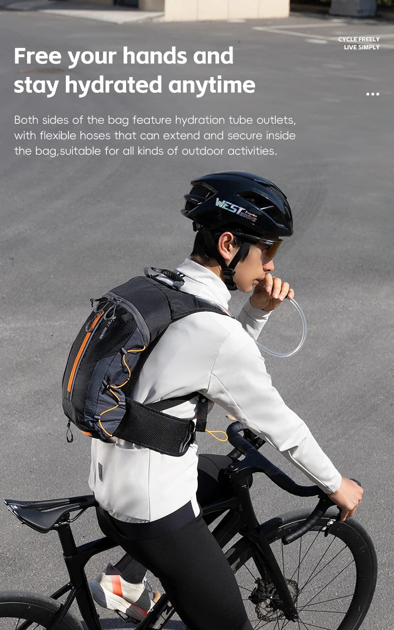 WEST BIKING 10L Cycling Backpack Lightweight Outdoor Sports Running Hiking Climbing Hydration Bag Waterproof Flodable Travel Bag