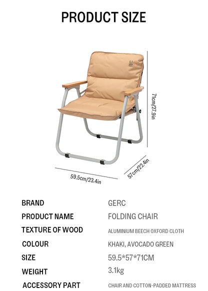 GERC Double Outdoor Aluminum Folding Chair Picnic Camping Portable Back Fishing Stool Kermit Chair