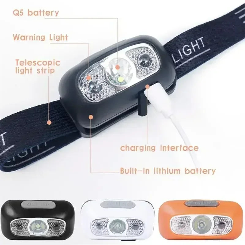 HOMEFISH Super Bright LED Headlamp  Rechargeable Sensor Headlight Waterproof Flashlight for Camping Hiking Fishing Emergenc