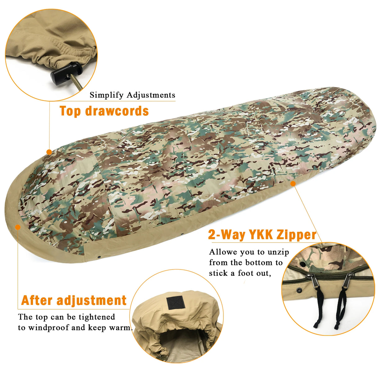 Bivy Cover Sack for Military Army Modular Sleeping System, Waterproof Outer Shell for Sleeping Bag, Minimalist Stealth Shelter