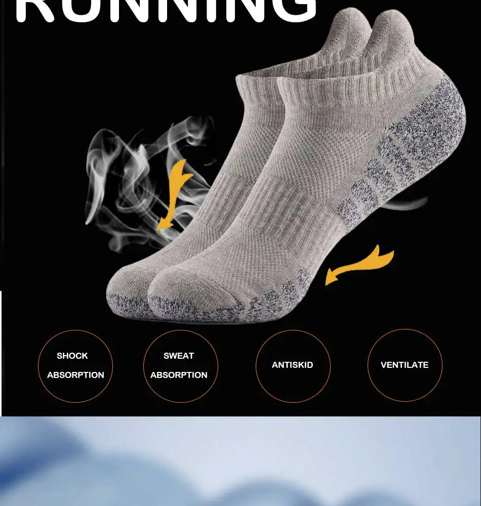 3 Pairs Thickened Towel Bottom Running Mesh Boat Non-Slip Breathable Sports Low Cut Men's Women's Socks