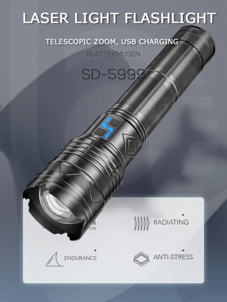 20000LM Super Bright Tactical Flashlight 100W GT60 Long Range Powerful LED Torch USB Rechargeable Using 4 181350A Batteries