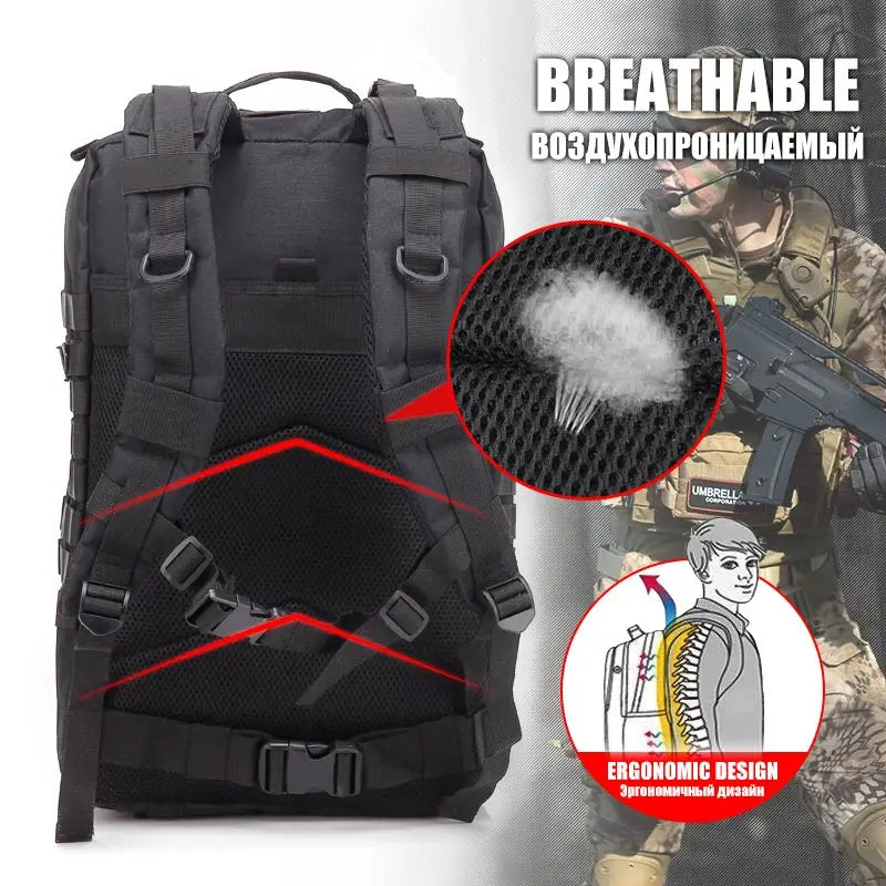 50L Man Tactical Backpacks Outdoor Traveling Bags Outdoor 3P School Pack EDC Molle Pack For Trekking Hunting Bag