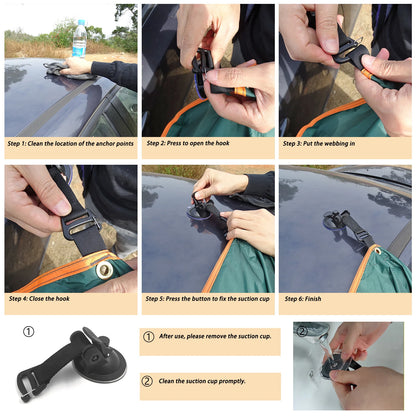 Bat Shape Car Side Awning Black Coating Tarp 2x3 Outdoor Waterproof Camping Black Coated Car Rear Shelter Tent for SUV Van