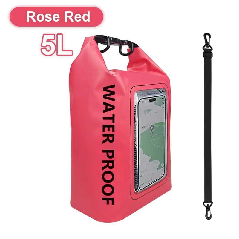 2L/5L PVC Swimming Waterproof Bag,Mobile Phone Waterproof Dry Bag for Trekking Drifting Rafting Surfing Boating Storage Bag