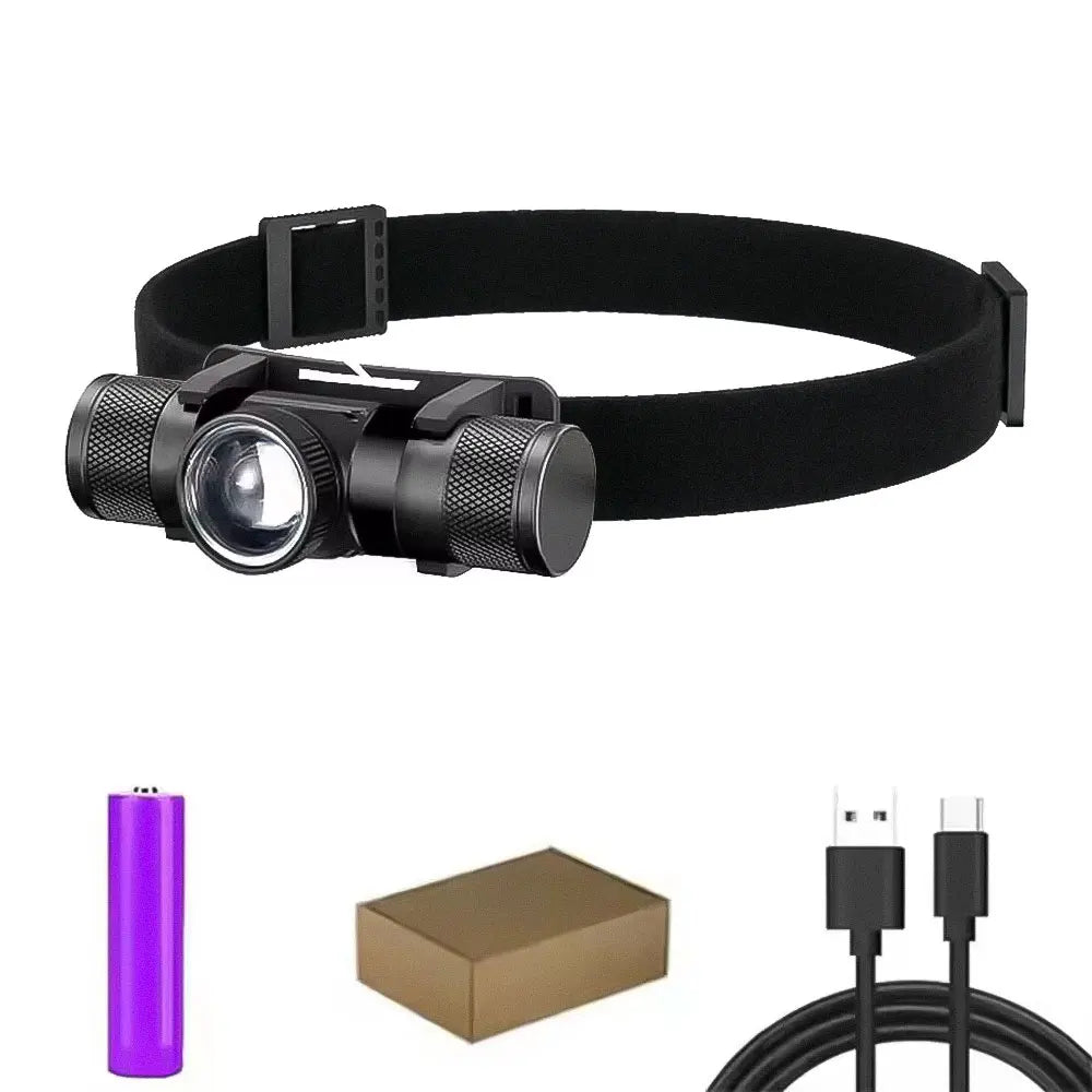 Newest LED Headlamp High Power Headlight 18650 Rechargeable USB Type-C Torch Camping Hunting Flashlight Lamp