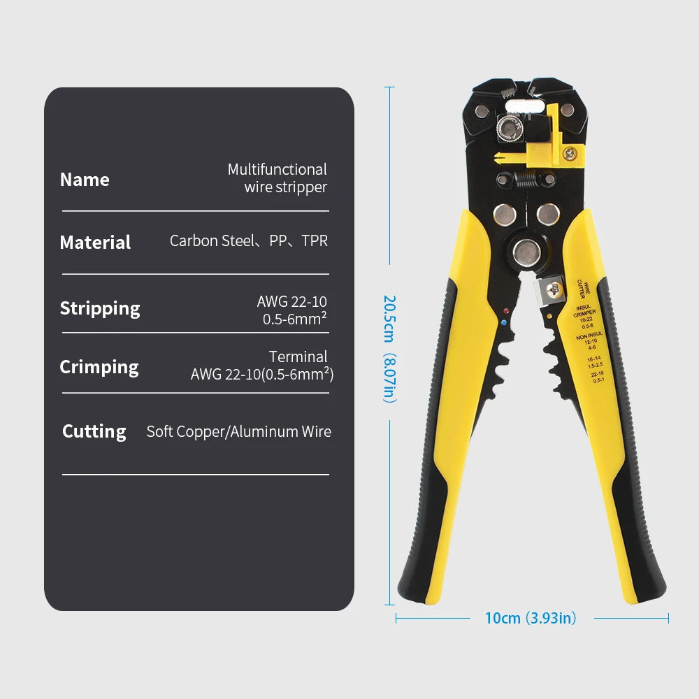 Wire Stripping Multifunctional Pliers AWG 24-10 Cable Cut Crimp Terminal Crimper Hand Tool for Electrician Wire Cutter