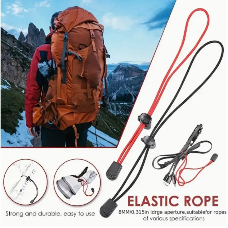 5pcs ABS High Elasticity Mountaineering Bags Rope Buckle Camp Adjustable Tie Ride Motion Durable OutdoorS Hiking Practical Tools