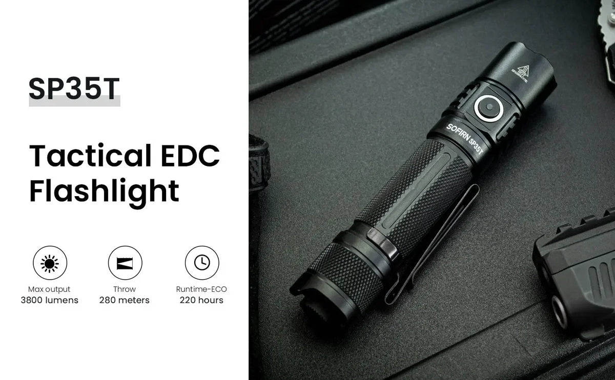 Sofirn SP35T 3800lm Tactical 21700 Flashlight Powerful LED Light USB C Rechargeable Torch with Dual Switch Power Indicator ATR