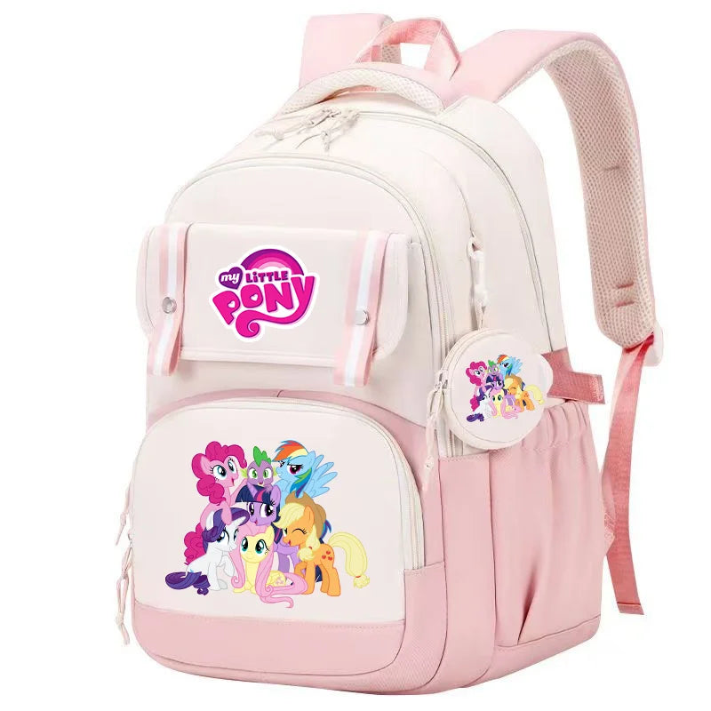 My Little Pony Large Capacity Backpack Cartoon Daypack Travel Commute Knapsack Schoolbag for Kids Girls Mochila With Coin Purse