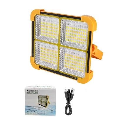 Portable Solar Flood Light LED Lantern Rechargeable Camping Lamp USB Charging Power Bank IP66 Waterproof Outdoor Tent Light
