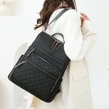Fashion Plaid Daypack Women Waterproof Nylon Backpack Purse Ladies Large Capacity Book Bag Outdoor Travel Weekend Schoolbags