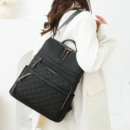 Fashion Plaid Daypack Women Waterproof Nylon Backpack Purse Ladies Large Capacity Book Bag Outdoor Travel Weekend Schoolbags