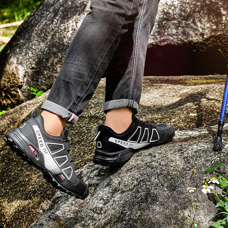 Men’s All-Terrain Hiking Shoes – Breathable Mesh Outdoor Sports Sneakers (Non-Slip, Wear-Resistant, Cycling & Trekking)