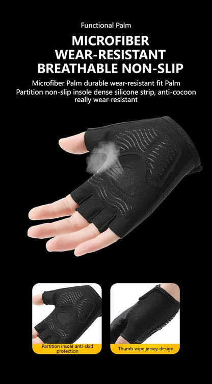 GETINFIT Summer Cycling Half Finger Gloves Lightweight Breathable Non-Slip Durable Shock Absorbing Outdoor Gym Hiking Running