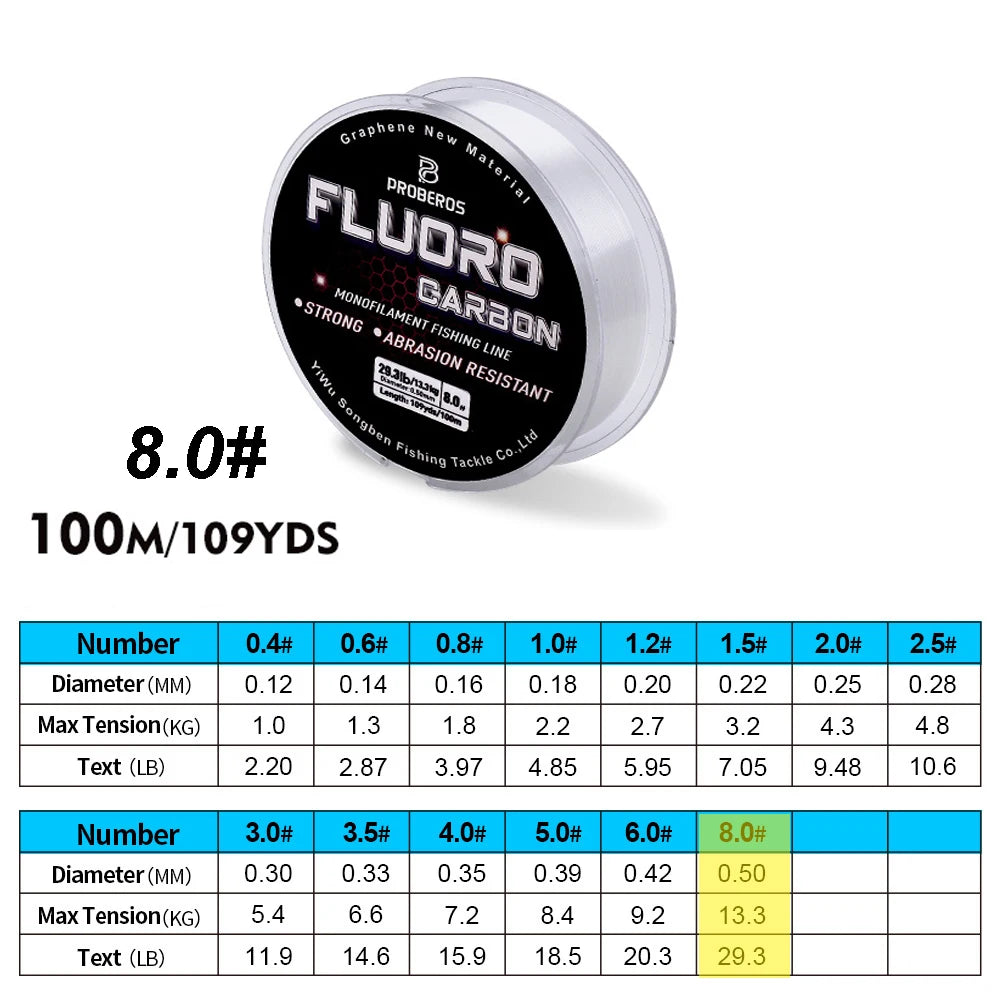 PRO BEROS Fluorocarbon Coated Line 100m (2.2-29.3 lb)