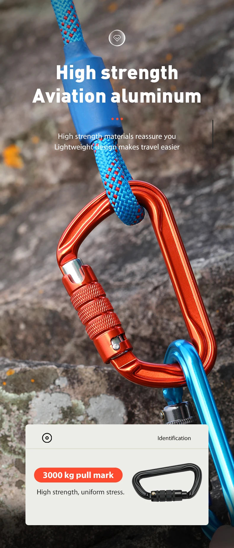 CLIWIZ 30kN Aluminum Safty Climbing Snap Hook New Good Quality H Section D-Twist Carabiner Snap Hook CE/UIAA