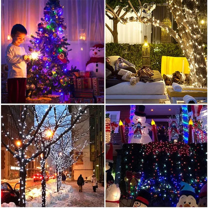 100M Leather LED Solar Fairy String Lights Waterproof Outdoor Garland High Power Solar Lamp for Garden Christmas Holiday Decor