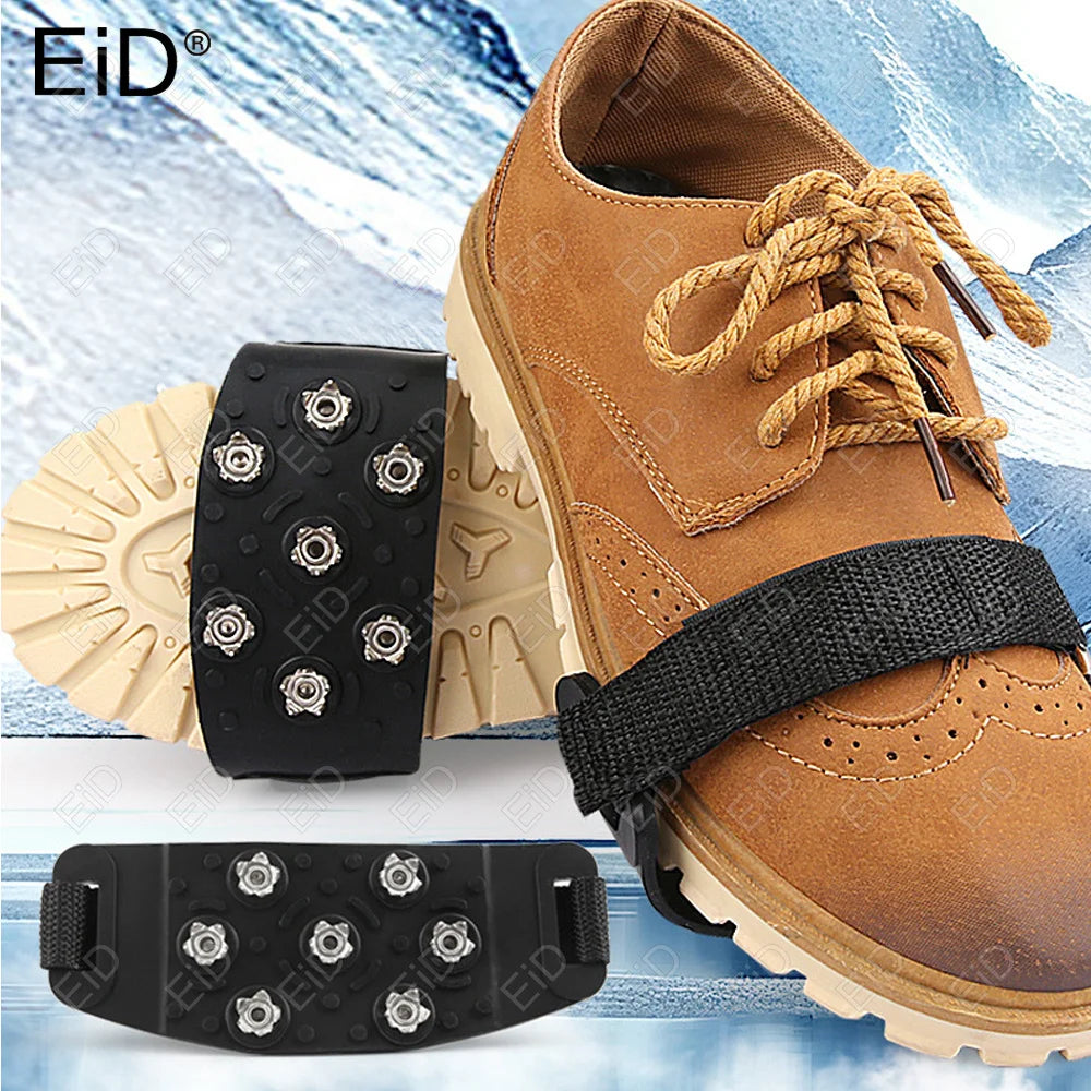 6 Steel Studs Crampons Snow Grips Cleats for Ice and Snow Anti-Slip Rubber Traction Cleats Hiking Walking Climbing Shoe Covers