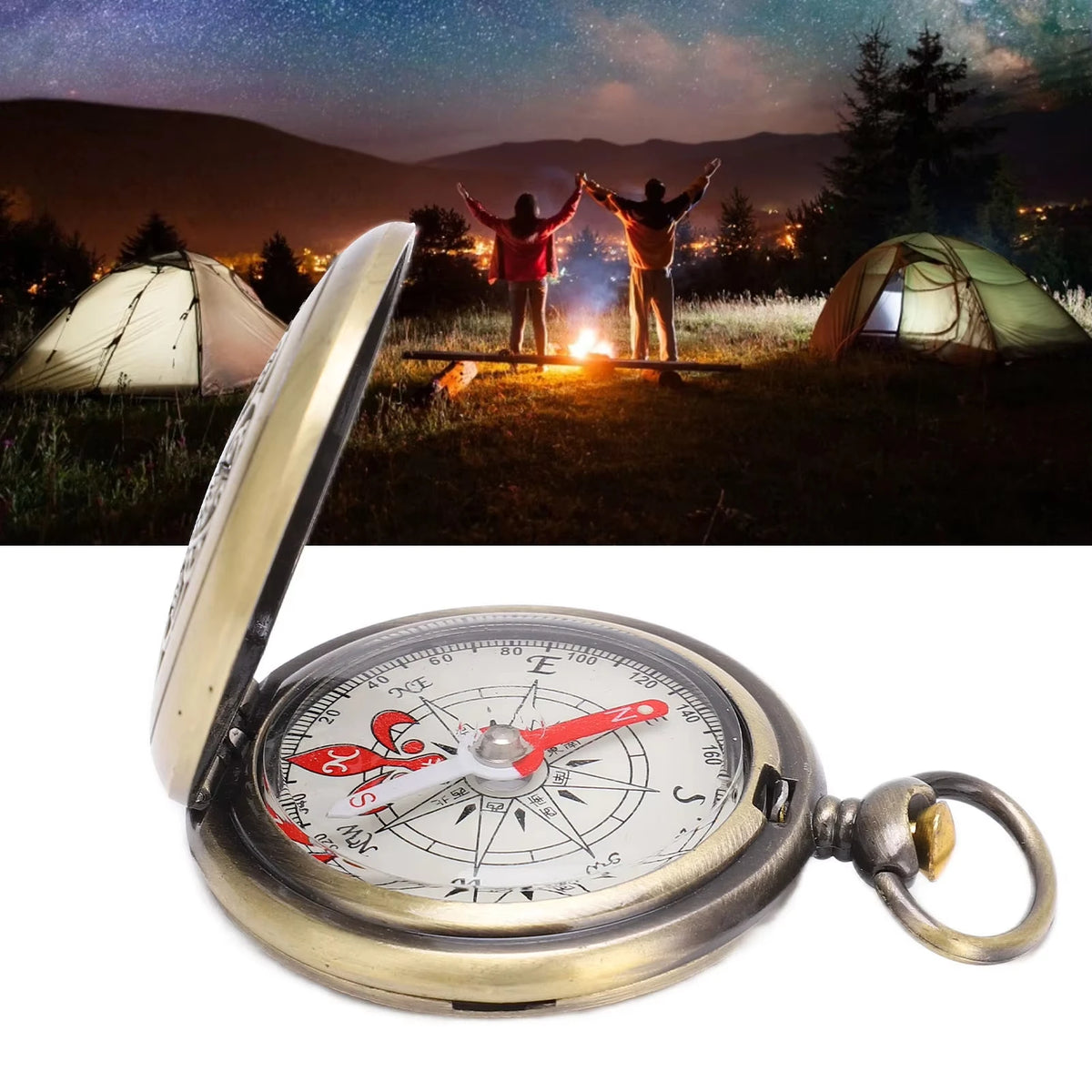 Compass New Outdoor Camping Hiking Portable Pocket Brass Gold Color Copper Compass Navigation With Waterproof Characteristics
