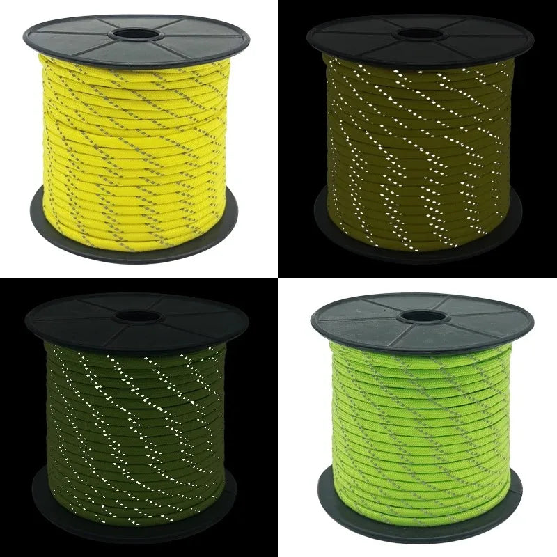 50/100m Multifunctional 7 Core Reflective 550 Paracord Rope 4 mm Camping Survival EDC Outdoor Parachute Cord Lanyard Rescue Rope
