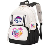 My Little Pony Large Capacity Backpack Cartoon Daypack Travel Commute Knapsack Schoolbag for Kids Girls Mochila With Coin Purse