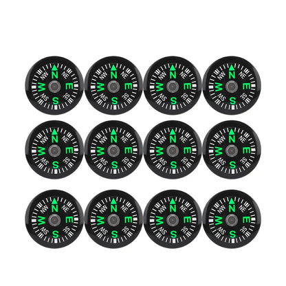 12pcs 20mm Mini Pocket Oil Filled Compass Survival Compasses For Hiking Camping Outdoor Activities Accessory