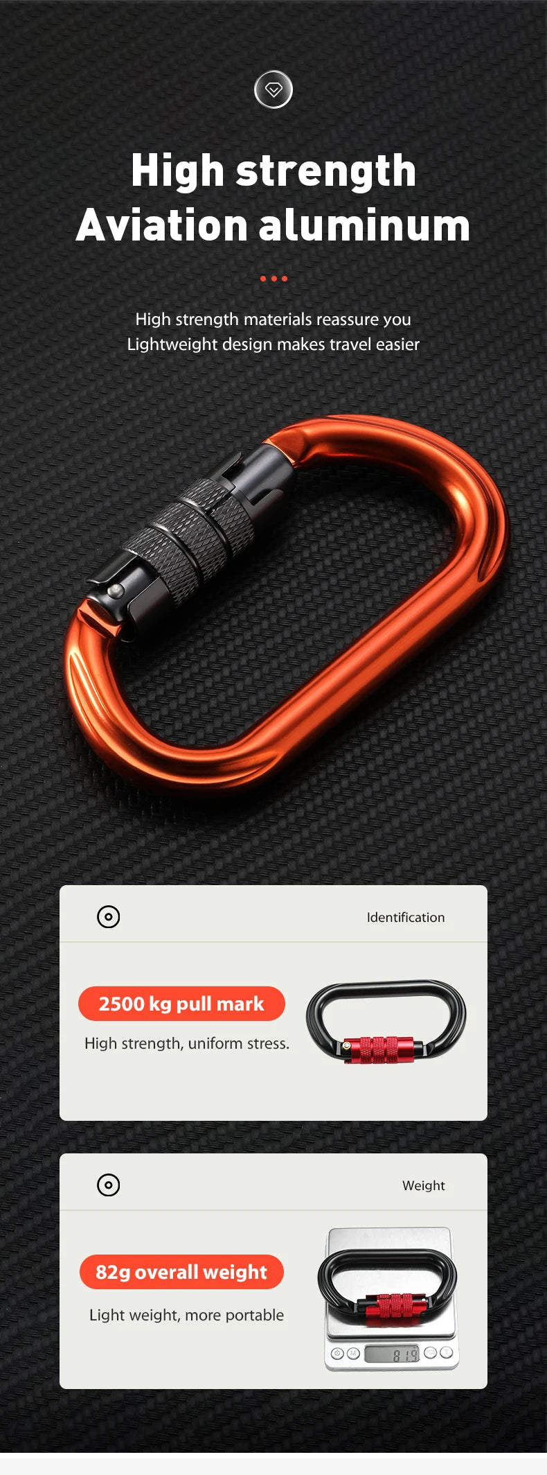 CLIWIZ Brand 25KN Auto Safety Lock Outdoor Professional Climbing Carabiner O Shape Aviation Aluminum Hooks