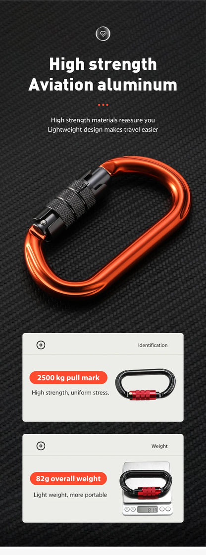 CLIWIZ Brand 25KN Auto Safety Lock Outdoor Professional Climbing Carabiner O Shape Aviation Aluminum Hooks