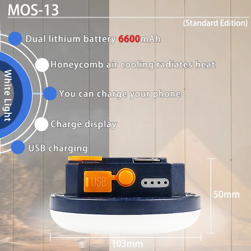 MOSLIGHTING 9900maH LED Outdoor Camping Light Rechargeable Tent Light High Power Strong Light Flashlight IP66 Waterproof Fishing