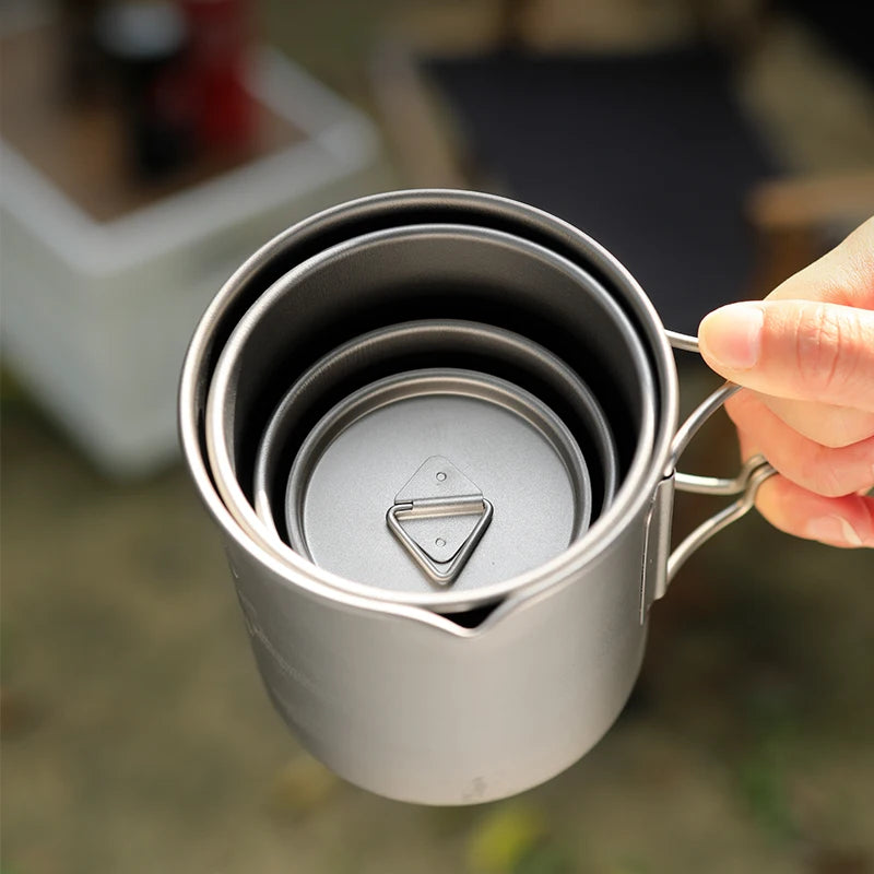 Tiartisan Titanium 750ml Foldable Coffee Mug Tea Cup With Lid Outdoor Camping Hiking Ultralight Portable Hanging Boiling Pot