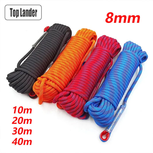 8mm Safety Life Rope Climbing Rope Static Rock Mountaineering Rope Outdoor Survival Fire Escape Car Rescue 10m 20m 30m 40m