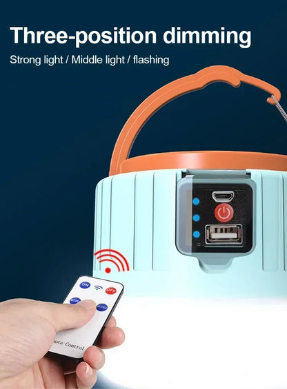 Portable Camping Light Power Bank LED Camping Lanterns With Remote Control Waterproof Outdoor Tent Light Rechargeable Flashlight