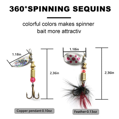 Metal Spoon Spinner Lure Set (10 Pack) with Box