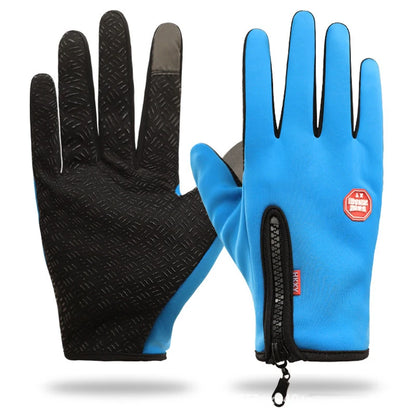 Men Women Cycling Winter Warm Sport Gloves Touchscreen Outdoor Fishing Splash-proof Skiing Snowboard Nonslip Zipper Gloves