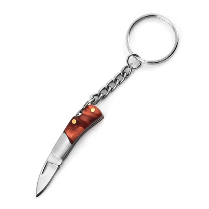 5cm Acrylic Mini Folding Knife Pendant Brass Wood Keychains Sharp Small Blade Portable Hanging Outdoor Camping Unboxing Knife