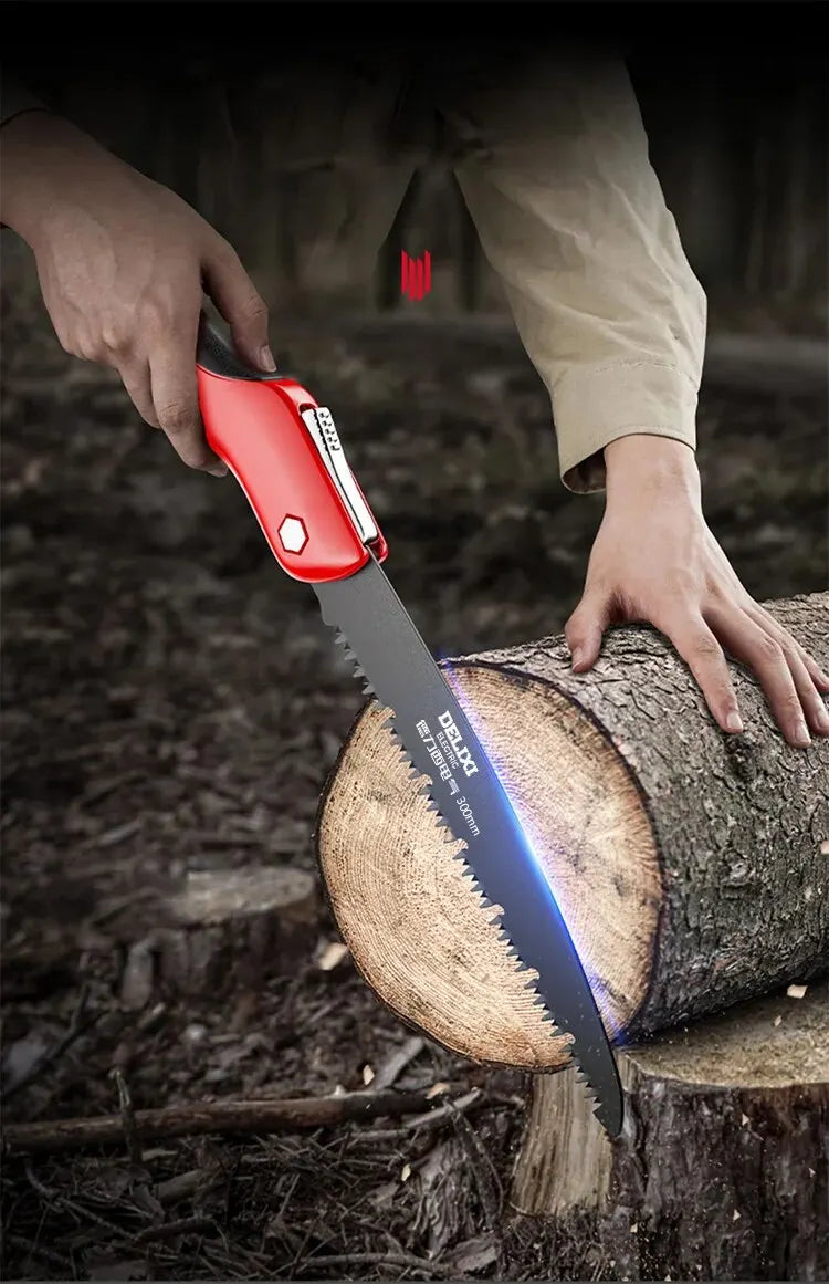 DELIXI ELECTRIC Folding Saw,SK5 Steel One-button Folding Design,Sharp Cutting Wood,Camping DIY,Garden Saw,Tree Chopper Knife