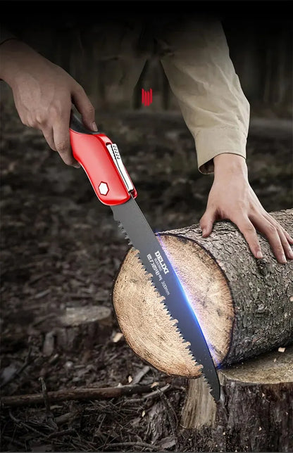 DELIXI ELECTRIC Folding Saw,SK5 Steel One-button Folding Design,Sharp Cutting Wood,Camping DIY,Garden Saw,Tree Chopper Knife