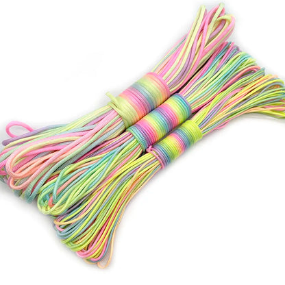31mRainbow Paracord Rope 2mm/3mm/4mm 7 Strands Climbing Parachute Rope Survival Gear Bracelet Durable Cord for Outdoor Activitie