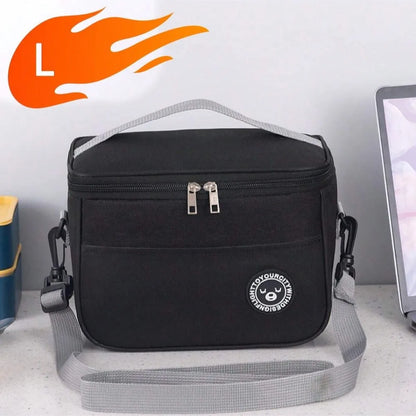 Capacity hand-held with shoulder strap insulated bag, lunch box bag, student thickened waterproof lunch bag。-zmt