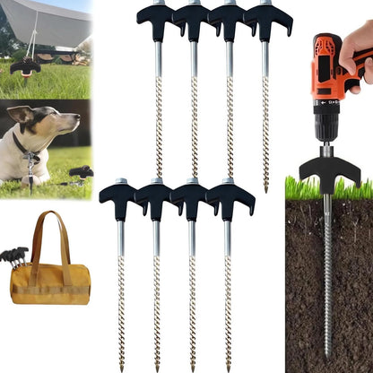 Outdoor Camping Tent Stakes Versatile Anchoring Metal Threaded Tent Spikes for Securing Tents Canopies Tarps