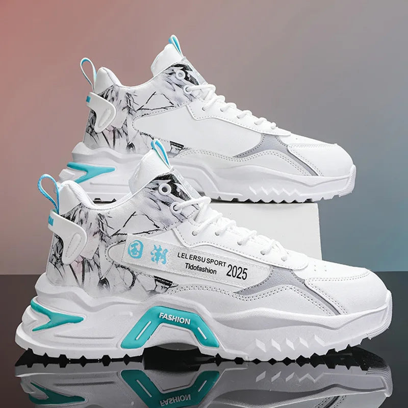2025 Men’s Fashion Sneakers – Breathable Mesh Platform Running Shoes | Lightweight Casual Vulcanized Shoes