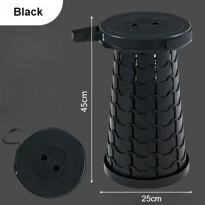 Portable Plastic Folding Telescopic Chair, Lightweight Adjustable Stool for Fishing Beach Camping, Compact Outdoor Foldable Seat