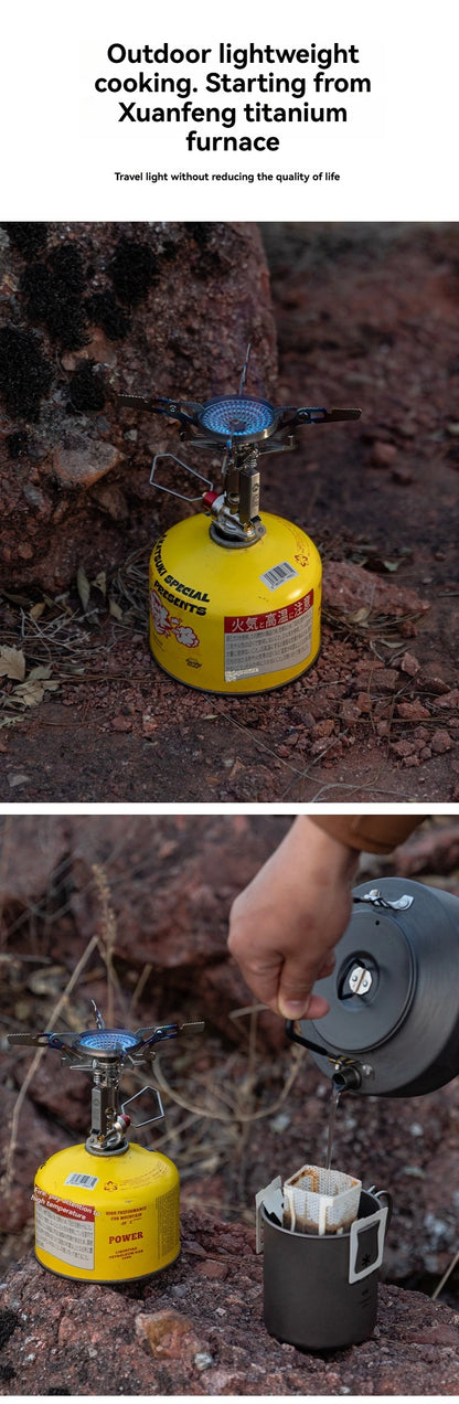 CAMPINGMOON XT-2F Xuanfeng Titanium Rocket Stove Portable Mini Camping Gas Burner Stable Voltage Output Outdoor Cooking Furnace