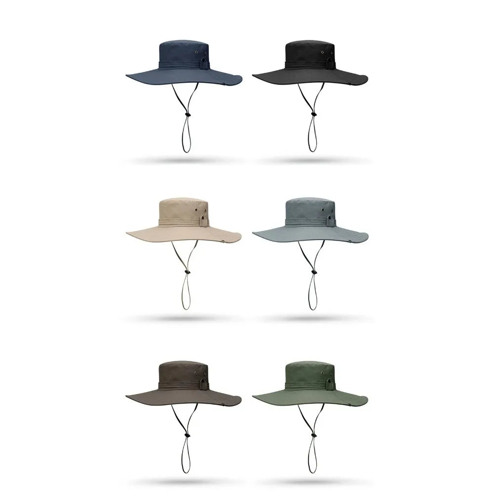 1PC New Fashion Summer Bucket Hat Cowboy Fishing2026Hats Mesh Breathable Anti UV Sun Cap Large Wide Brim