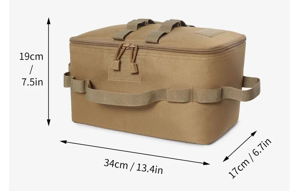 Large Capacity Outdoor Camping Storage Bag - Ground Nail Tool Bag with Picnic Cookware Utensils Kit Gas Canister Organizer