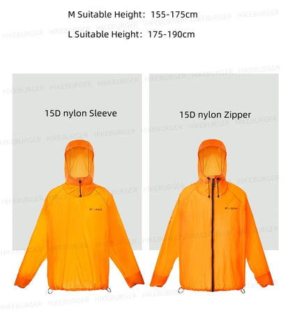 3F UL GEAR QingSuo Spilt Rain Poncho Outdoor Ultralight Sleeve Rain Coats 15D Nylon Waterproof Hiking Cycling Mountaineering